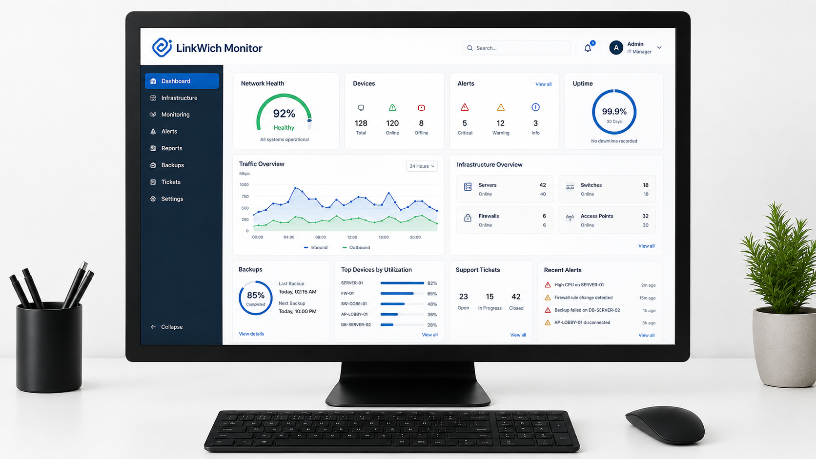 Modern office with a team working